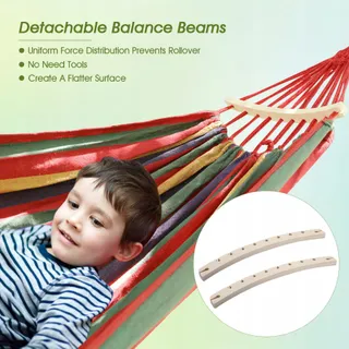 REDCAMP Dubbele Camping Hangmat met Houten Balk 350kg Regenboog — miniatuur 4