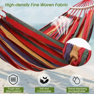 REDCAMP Dubbele Camping Hangmat met Houten Balk 350kg Regenboog — miniatuur 5