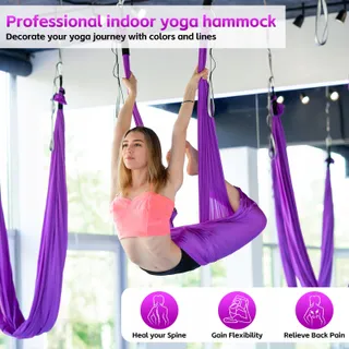 L.STARRYISLAND Aerial Yoga Hangmat Schommel 2-in-1 Paars 200kg — miniatuur 2