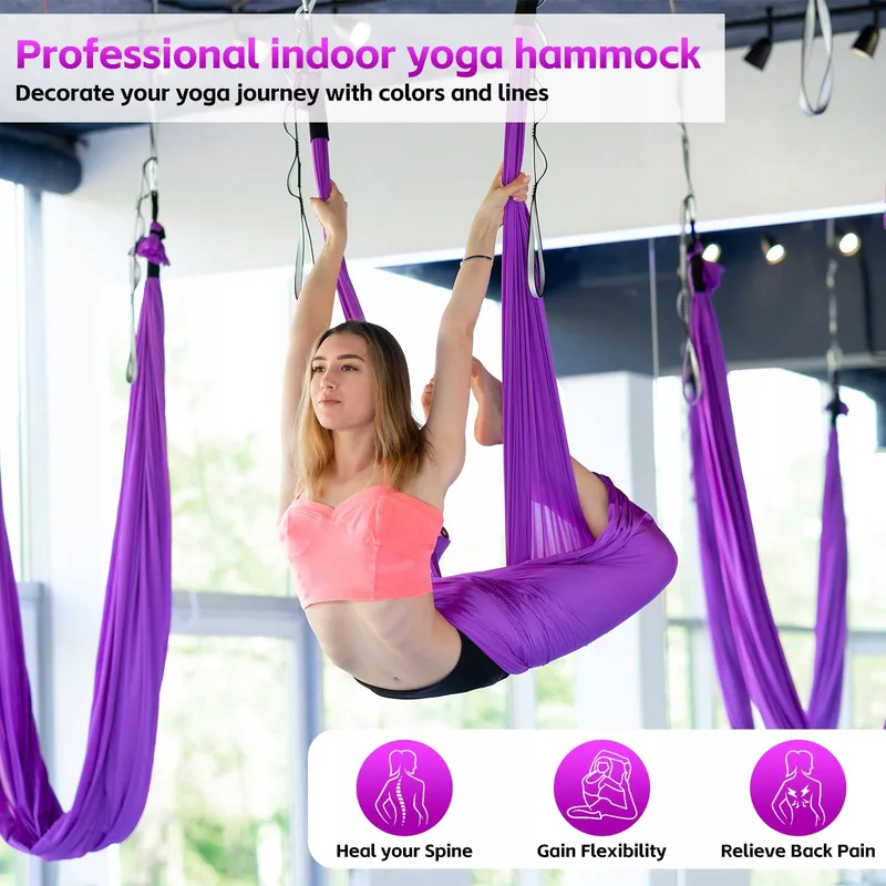 L.STARRYISLAND Aerial Yoga Hangmat Schommel 2-in-1 Paars 200kg — foto 2