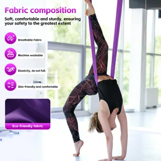 L.STARRYISLAND Aerial Yoga Hangmat Schommel 2-in-1 Paars 200kg — miniatuur 3