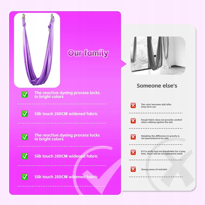 L.STARRYISLAND Aerial Yoga Hangmat Schommel 2-in-1 Paars 200kg — foto 6