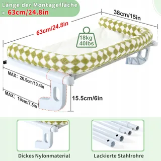 GUUSII HOME Kattenmand Radiator Hangend Groen 63x38cm 18kg — miniatuur 5