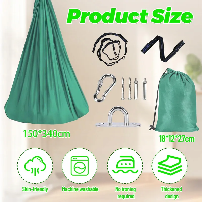 STARANRY Groene Hangmat Montageset Camping Tuin 150x340cm 250kg Max — foto 2