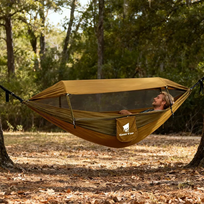 GEERTOP Outdoor Hangmat Met Klamboe En Dak Ultralicht Camping 200kg — foto 7