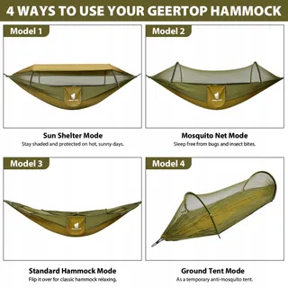 GEERTOP Outdoor Hangmat Met Klamboe En Dak Ultralicht Camping 200kg — miniatuur 2