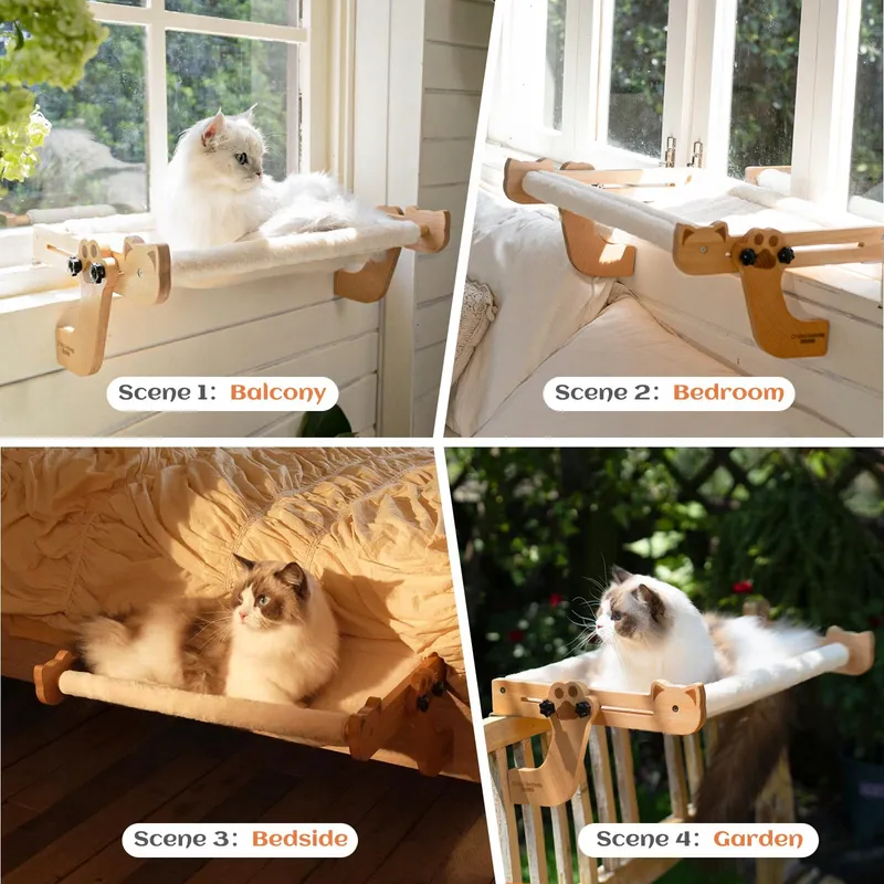 CHEERPALS Kattenbed 2-in-1 Radiator Vensterbank Beuken Groot 56x38cm — foto 5