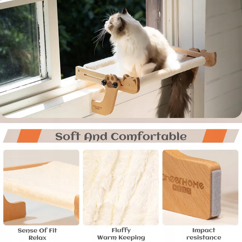 CHEERPALS Kattenbed 2-in-1 Radiator Vensterbank Beuken Groot 56x38cm — foto 4