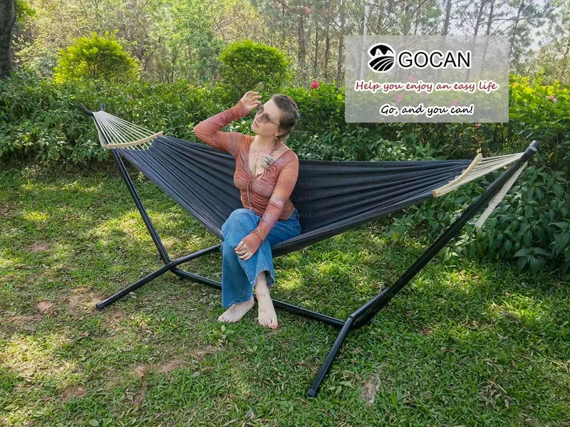 GOCAN Hangmat 2-Persoons Katoen 220x150cm 300kg Binnen Buiten — foto 6