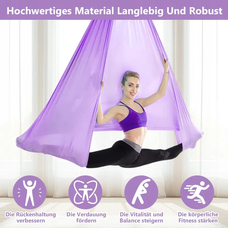 CIOQULI Aerial Yoga Hangmat Anti-Zwaartekracht 5m 200kg Paars — foto 3