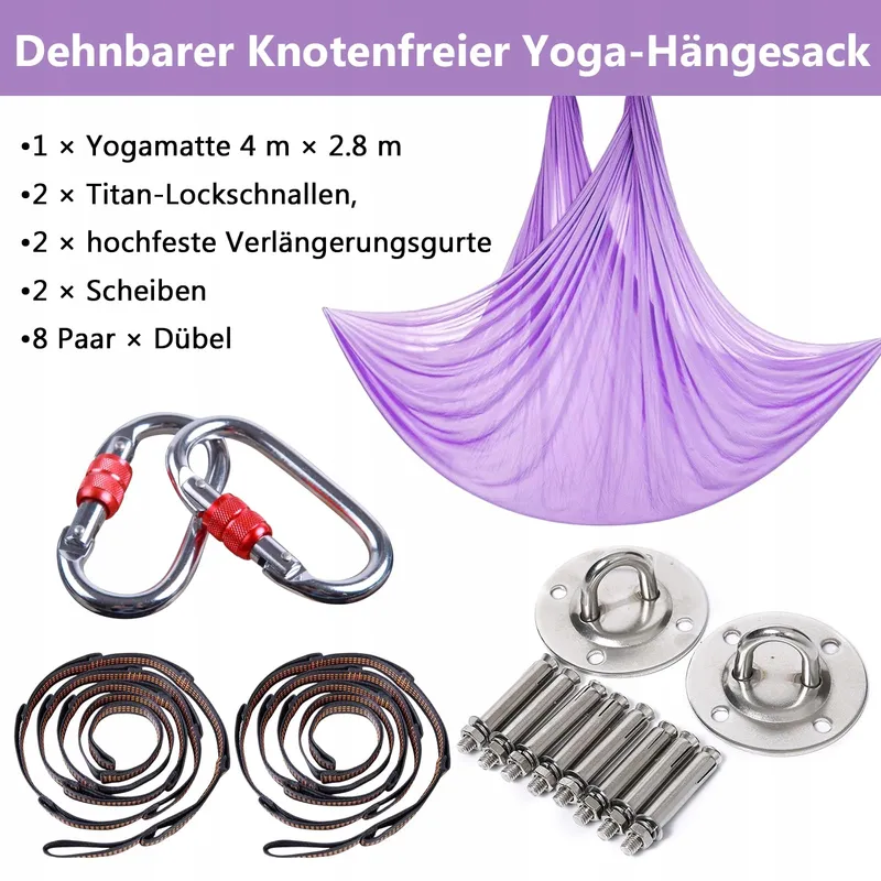 CIOQULI Aerial Yoga Hangmat Anti-Zwaartekracht 5m 200kg Paars — foto 7