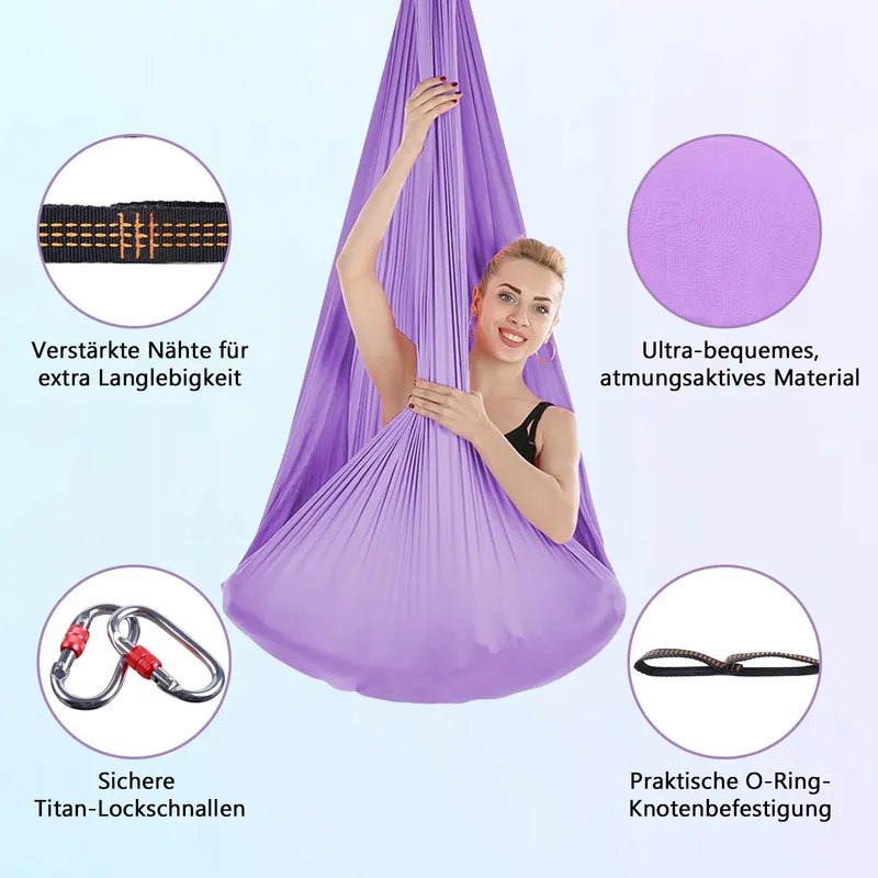 CIOQULI Aerial Yoga Hangmat Anti-Zwaartekracht 5m 200kg Paars — foto 6