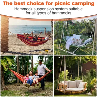 RNHDLY Bevestigingsset Hangmat Karabijnhaken Camping 2m — miniatuur 6