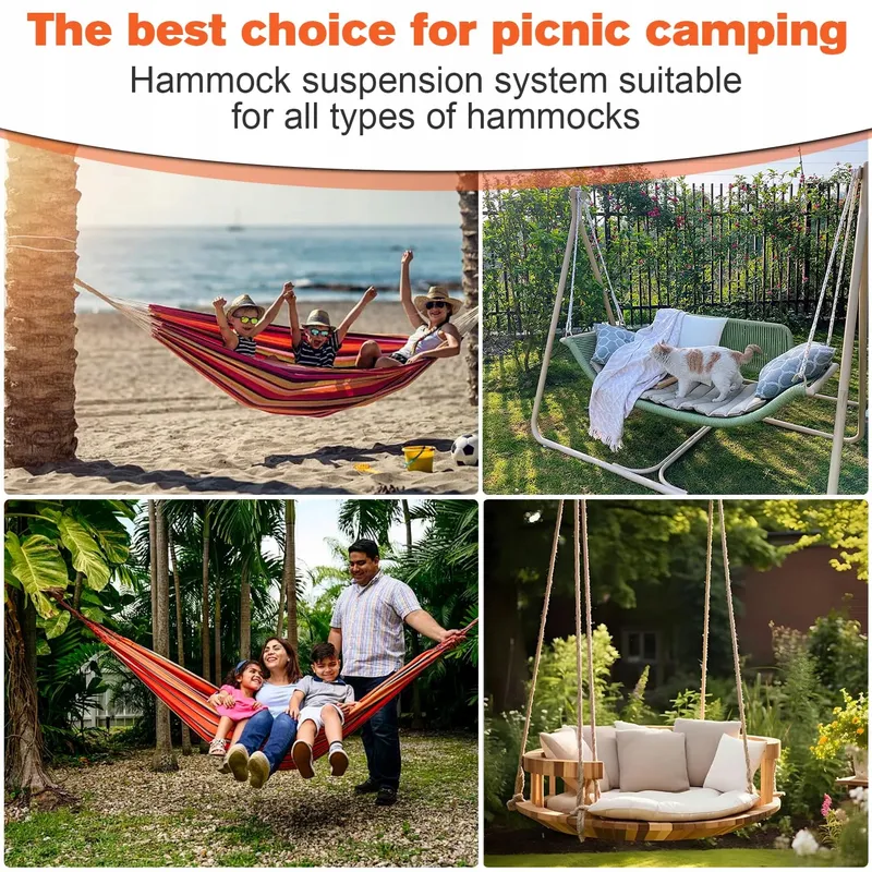 RNHDLY Bevestigingsset Hangmat Karabijnhaken Camping 2m — foto 6