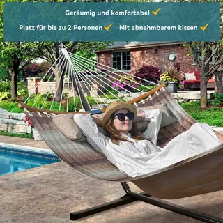 BATHONLY Grote Tuinhangmat 2-Persoons Met Kussen Tas Opvouwbaar 3m — miniatuur 3