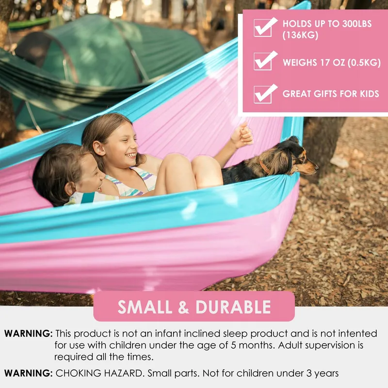 GRASSMAN Kinderhangmat Camping Draagbaar Ultralicht Roze Blauw — foto 4