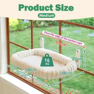 ZAKKART SnugCloud Vensterbed Kat Opvouwbaar Zacht Met Frame Wit — miniatuur 3