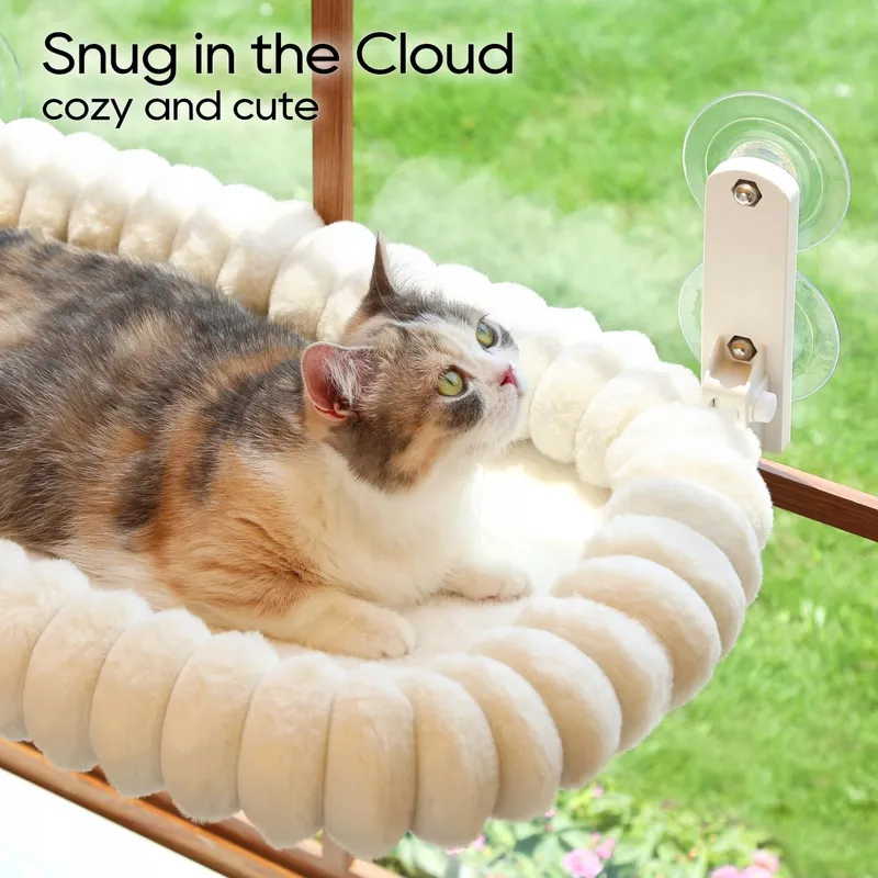 ZAKKART SnugCloud Vensterbed Kat Opvouwbaar Zacht Met Frame Wit — foto 6