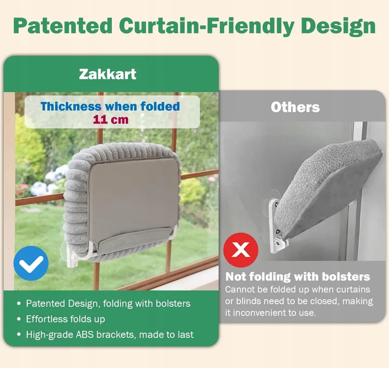 ZAKKART SnugCloud Vensterbed Kat Opvouwbaar Zacht Met Frame Wit — foto 2