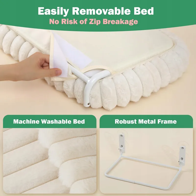 ZAKKART SnugCloud Vensterbed Kat Opvouwbaar Zacht Met Frame Wit — foto 4