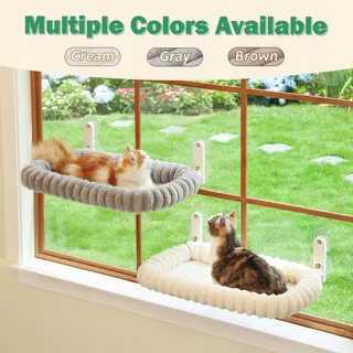 ZAKKART SnugCloud Vensterbed Kat Opvouwbaar Zacht Met Frame Wit — miniatuur 5