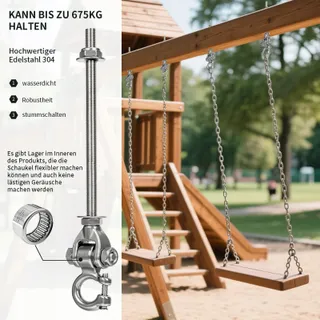 WWFFEN Ophanghaak Schommel Zwaar Hout Beton Staal 675kg — miniatuur 3