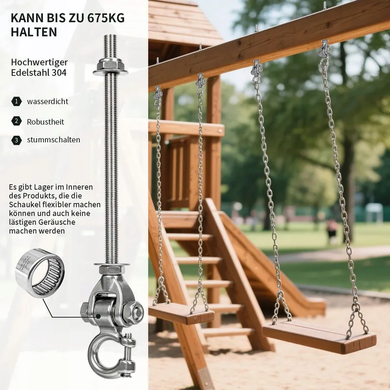 WWFFEN Ophanghaak Schommel Zwaar Hout Beton Staal 675kg — foto 3