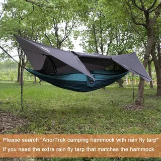ANORTREK Camping Hangmat met Klamboe Dubbel en Enkel met Riemen — miniatuur 7