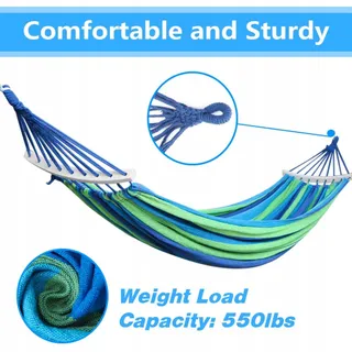 NAKEEY Dubbele Hangmat 280x150cm Outdoor Camping 300kg Blauw — miniatuur 2