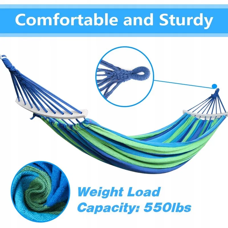 NAKEEY Dubbele Hangmat 280x150cm Outdoor Camping 300kg Blauw — foto 2