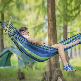 NAKEEY Dubbele Hangmat 280x150cm Outdoor Camping 300kg Blauw — miniatuur 6