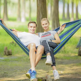 NAKEEY Dubbele Hangmat 280x150cm Outdoor Camping 300kg Blauw — miniatuur 5