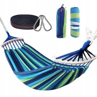 NAKEEY Dubbele Hangmat 280x150cm Outdoor Camping 300kg Blauw — miniatuur 1