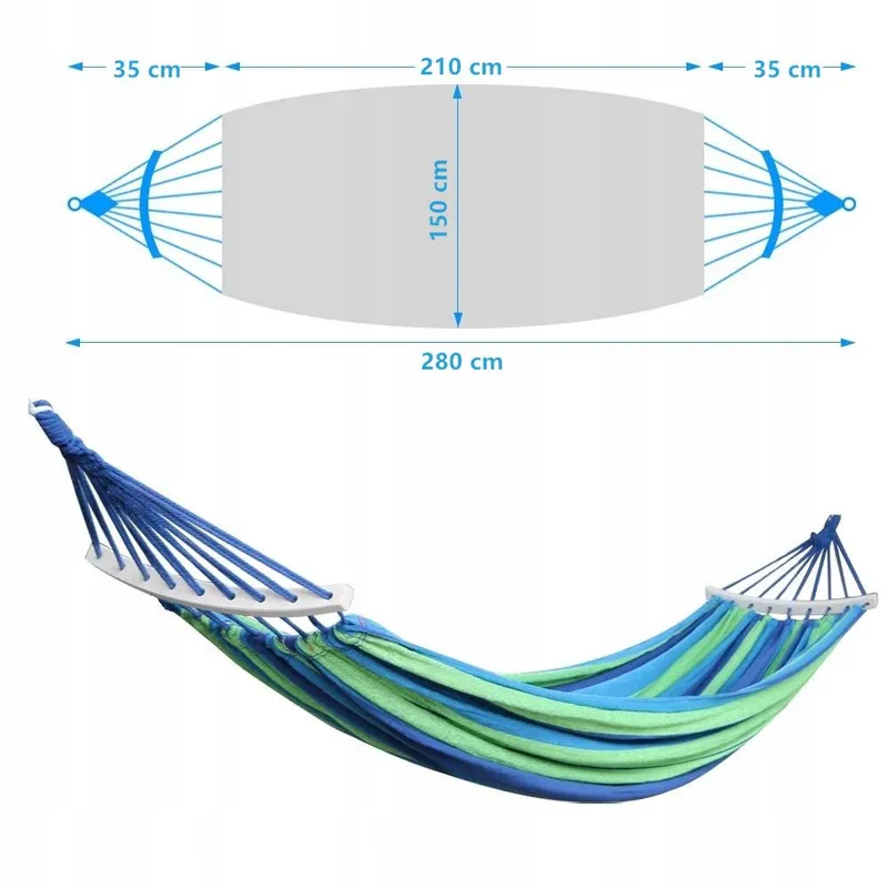 NAKEEY Dubbele Hangmat 280x150cm Outdoor Camping 300kg Blauw — foto 3