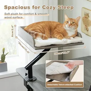 PAWZ ROAD Houten Kattenmand Draaibaar Verstelbaar Grijs tot 23kg — miniatuur 6