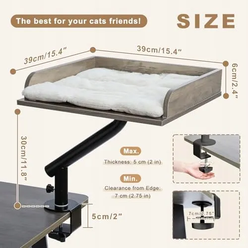 PAWZ ROAD Houten Kattenmand Draaibaar Verstelbaar Grijs tot 23kg — foto 2