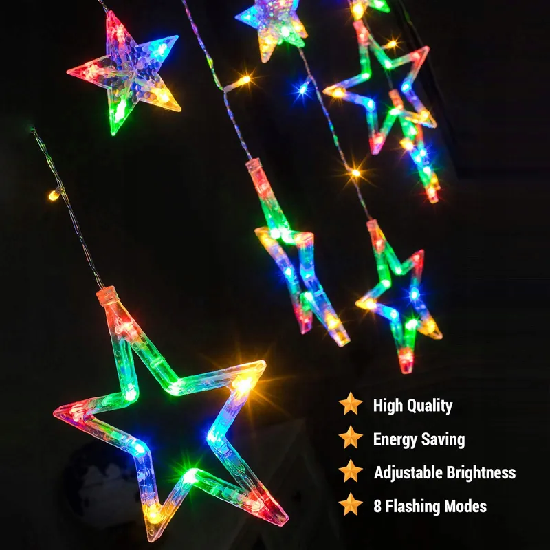 DazSpirit LED Lichtgordijn Raam Sterretjes Afstandsbediening 138 LED — foto 4