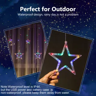 DazSpirit LED Lichtgordijn Raam Sterretjes Afstandsbediening 138 LED — miniatuur 6