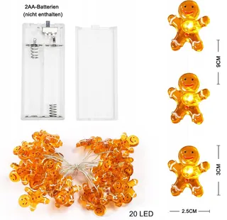 KIIMIIPA Kerst Lichtgordijn Raam Balkon Peperkoek 2m 20 LED — miniatuur 2