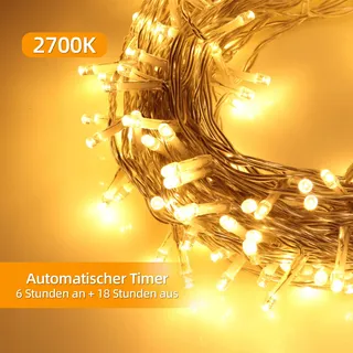 LED Lichtsnoer Buiten 60M 600LED Weerbestendig 8 Modi Timer — miniatuur 2