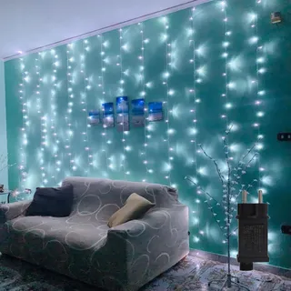 YASENN LED Lichtgordijn Raam Kerst Koud Wit 3x3m 300 LED 8 Modi — miniatuur 1