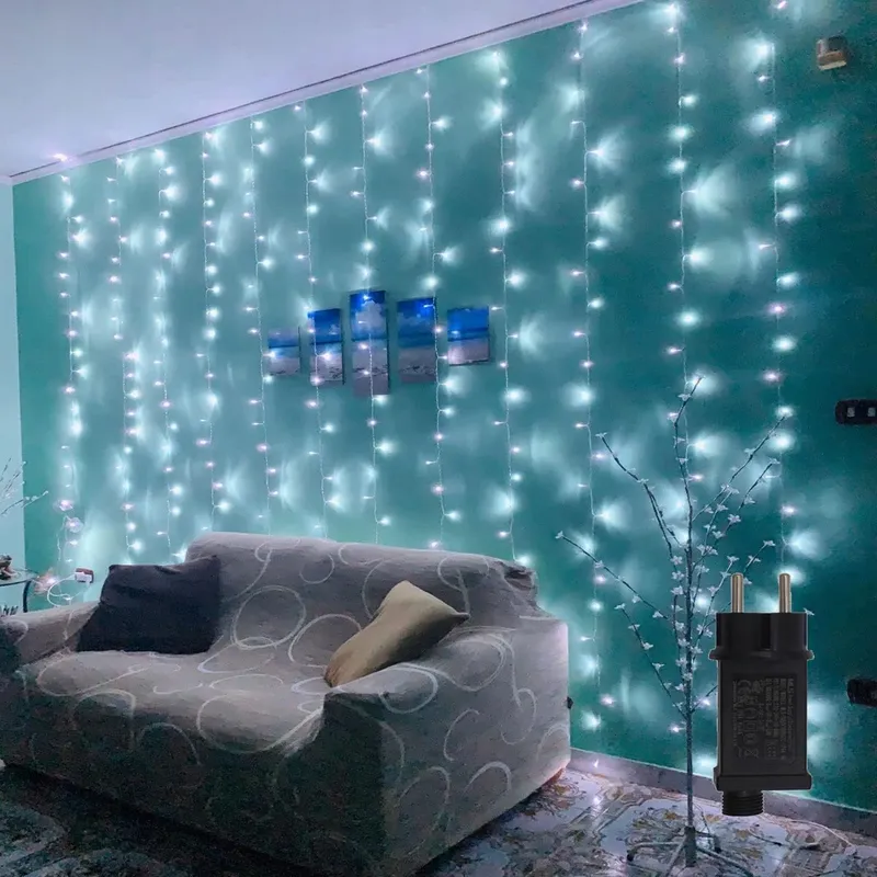 YASENN LED Lichtgordijn Raam Kerst Koud Wit 3x3m 300 LED 8 Modi — foto 1