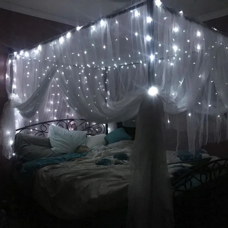 YASENN LED Lichtgordijn Raam Kerst Koud Wit 3x3m 300 LED 8 Modi — foto 7