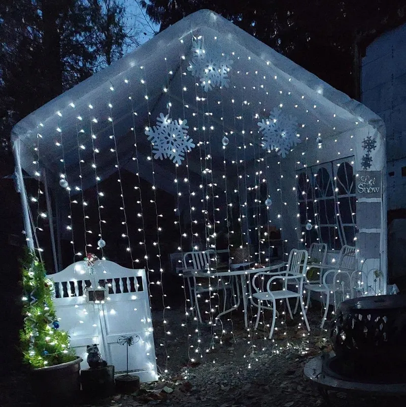 YASENN LED Lichtgordijn Raam Kerst Koud Wit 3x3m 300 LED 8 Modi — foto 6