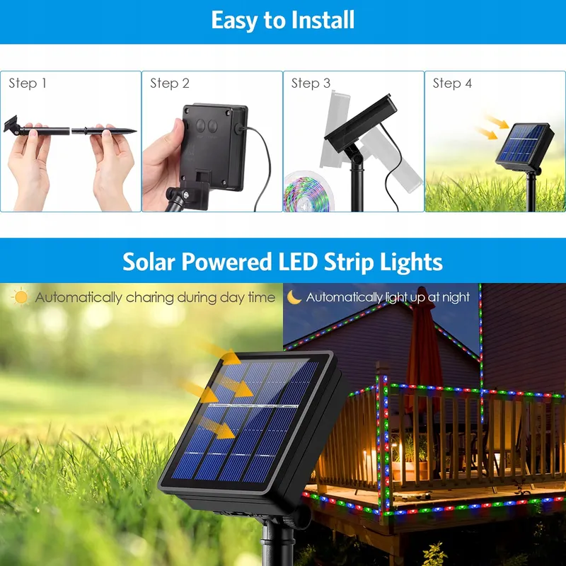AMIR Solar LED Strip 3m 180 LED IP65 Waterdicht Tuinverlichting — foto 3