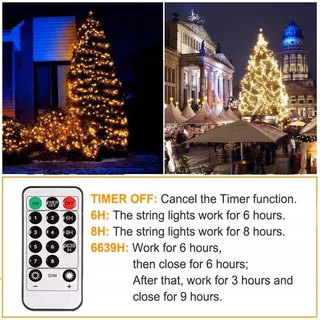 NURKOO LED Lichtjes Afstandsbediening Timer Waterdicht Binnen Buiten 25M — miniatuur 4