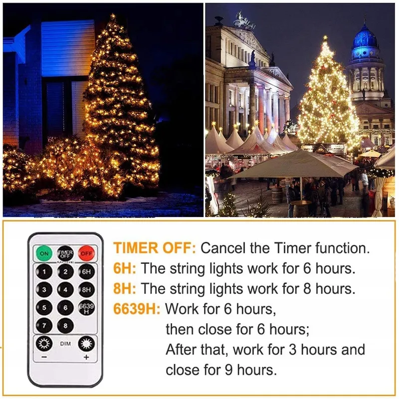 NURKOO LED Lichtjes Afstandsbediening Timer Waterdicht Binnen Buiten 25M — foto 4