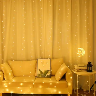 A.BIGWHALE LED Lichtgordijn USB Warm Wit Raam Bruiloft 2x2M — miniatuur 7