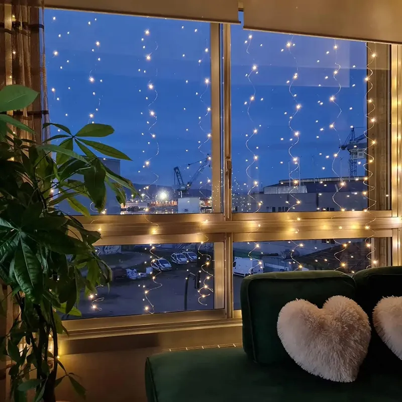 A.BIGWHALE LED Lichtgordijn USB Warm Wit Raam Bruiloft 2x2M — foto 2