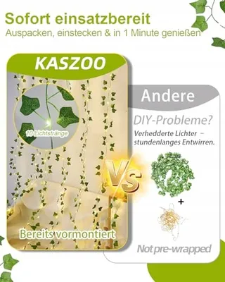 KASZOO LED Klimop Lichtsnoer 200 Stuks USB Batterij — miniatuur 4